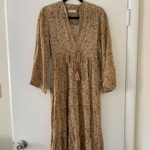 Doen Floral Peasant Dress Jaipur Mustard